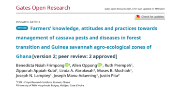 Farmers’ knowledge, attitudes and practices towards management of cassava pests and diseases in forest transition and Guinea savannah agro-ecological zones of Ghana