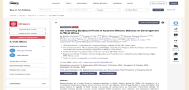 An Alarming Eastward Front of Cassava Mosaic Disease in Development in West Africa