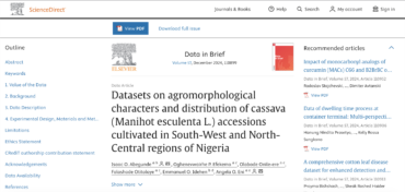 Datasets on agromorphological characters and distribution of cassava (Manihot esculenta L.) accessions cultivated in South-West and North-Central regions of Nigeria