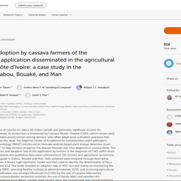 Perception and adoption by cassava farmers of the PlantVillage Nuru application disseminated in the agricultural environment of Côte d’Ivoire: a case study in the departments of Dabou, Bouaké, and Man