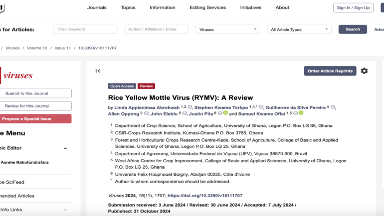 Rice Yellow Mottle Virus (RYMV) A Review – FR