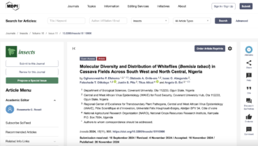 Molecular Diversity and Distribution of Whiteflies (Bemisia tabaci) in Cassava Fields Across South West and North Central, Nigeria