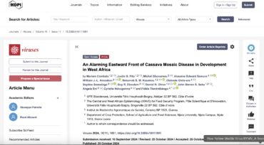 An Alarming Eastward Front of Cassava Mosaic Disease in Development in West Africa