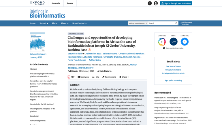Challenges and opportunities of developing bioinformatics platforms in Africa: the case of Burkina Bioinfo at Joseph Ki-Zerbo University, Burkina Faso – FR