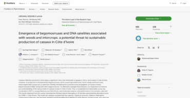 Emergence of begomoviruses and DNA satellites associated with weeds and intercrops: a potential threat to sustainable production of cassava in Côte d’Ivoire. – FR
