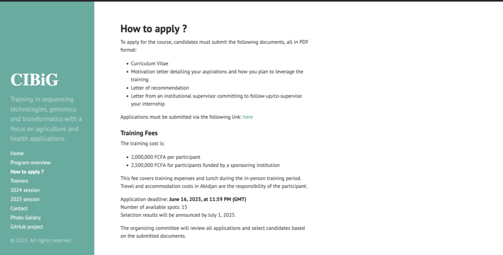 CALL FOR APPLICATIONS !!