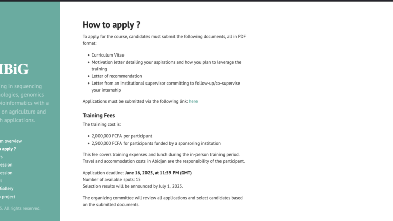 CALL FOR APPLICATIONS !!